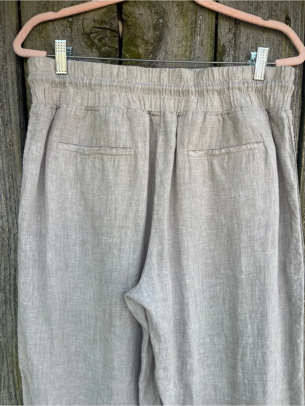 Quince 100% European Linen Wide Leg Pants Flax Beige Sustainable Drawstring | L